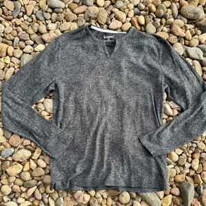Express Dark Gray Heather Henley Long-Sleeved Shirt